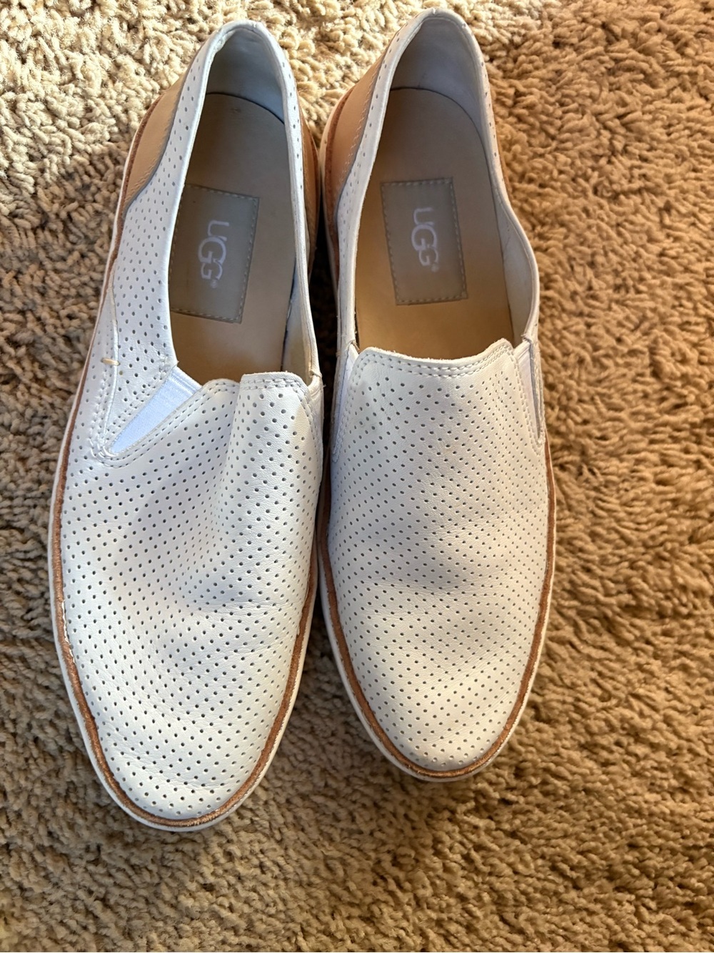 UGG Women’s White Perforated Slip-On Loafers